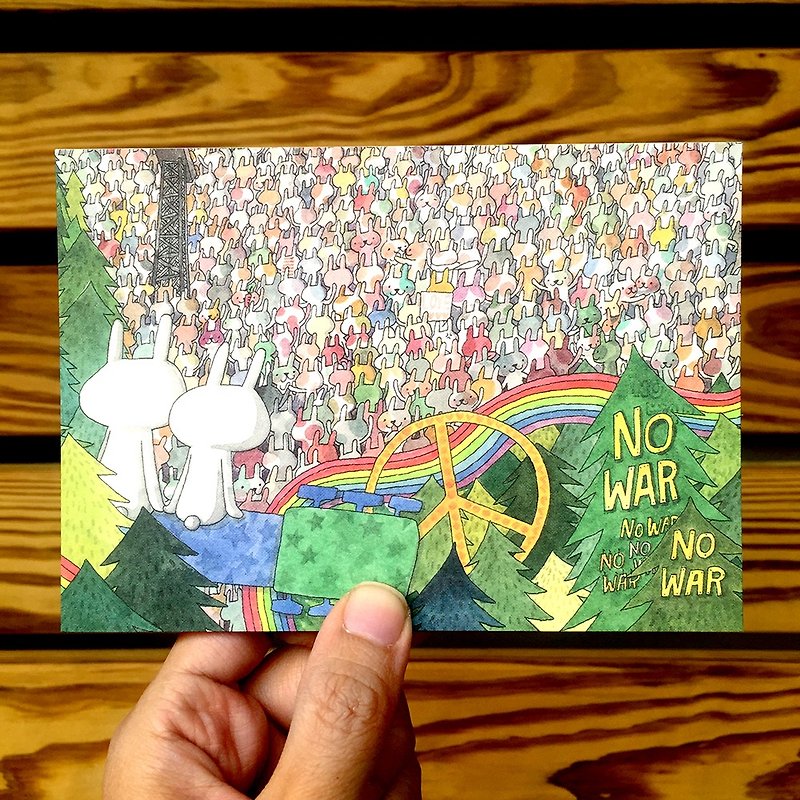 设计明信片｜兔辅音乐祭No War - 卡片/明信片 - 纸 绿色