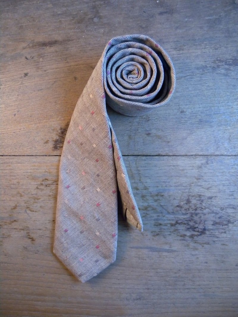 Neck Tie Grey Dot Square - 领带/领带夹 - 其他材质 灰色