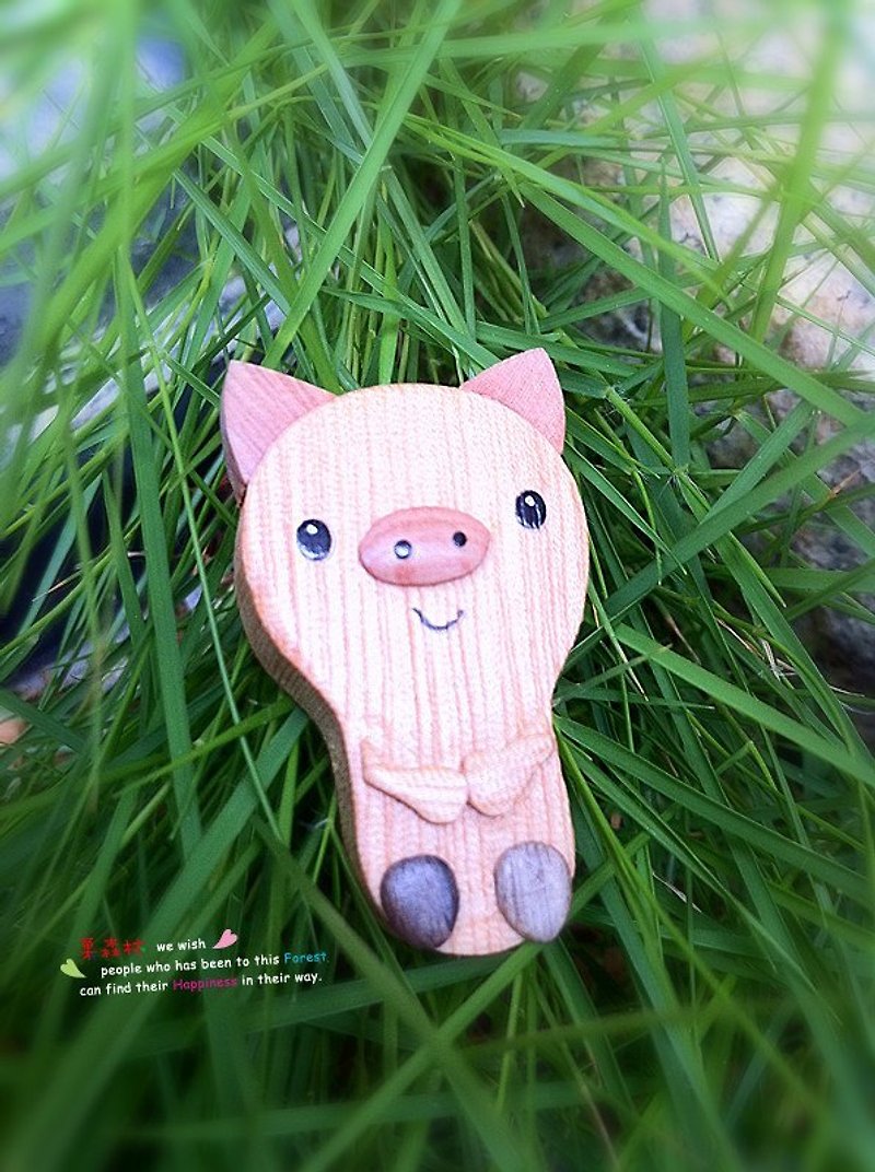 原木造型磁铁-小猪 - 冰箱贴/磁贴 - 木头 金色