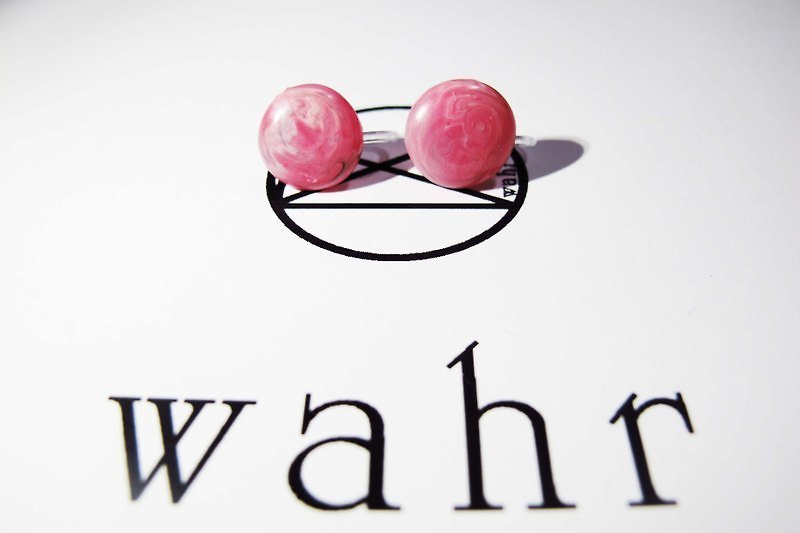 【Wahr】-夹式-粉细胞耳环(一对) - 耳环/耳夹 - 防水材质 粉红色