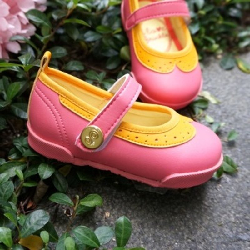 Sara粉橘小领子娃娃鞋 (零码特价 仅接受退货) - 童装鞋 - 其他材质 橘色