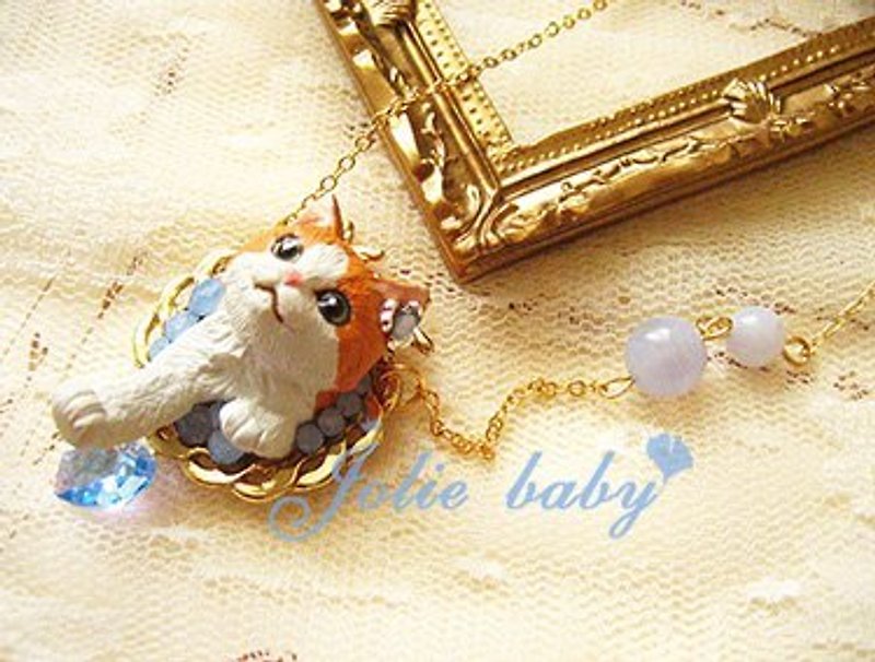 [Jolie baby]越界---蓝蛋白米克斯猫咪蓝纹珠水晶项炼 - 项链 - 其他材质 