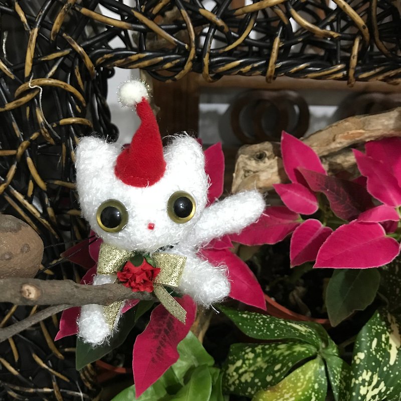 【交换礼物】圣诞猫~粉鼻子小白猫! - 玩偶/公仔 - 其他材质 白色