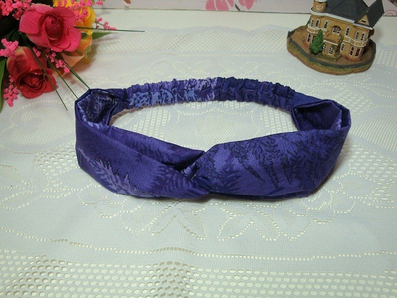 手染布~紫~交叉款发带 - 发饰 - 其他材质 