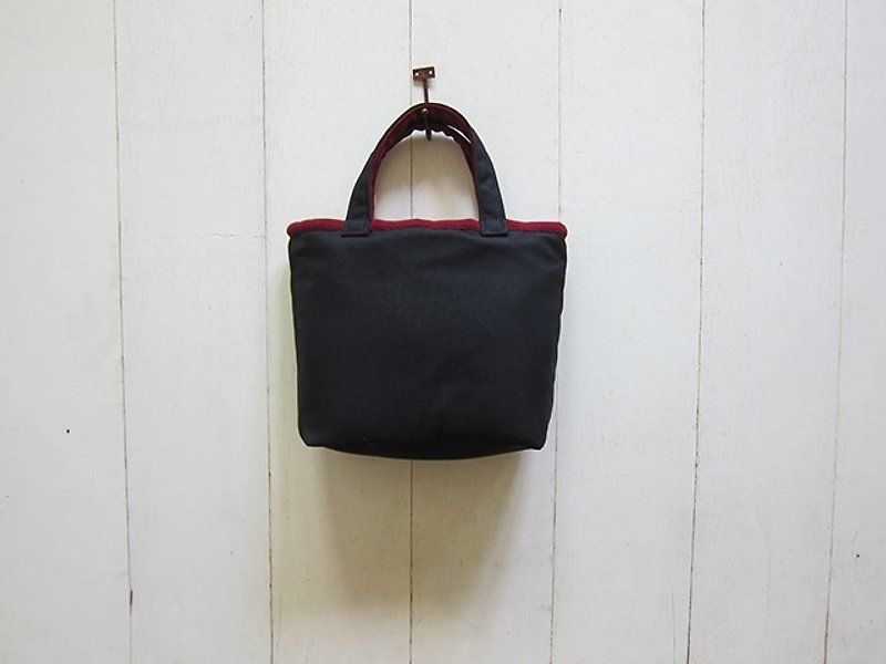 马卡龙系列-帆布小号托特包黑+酒红 - 手提包/手提袋 - 其他材质 多色
