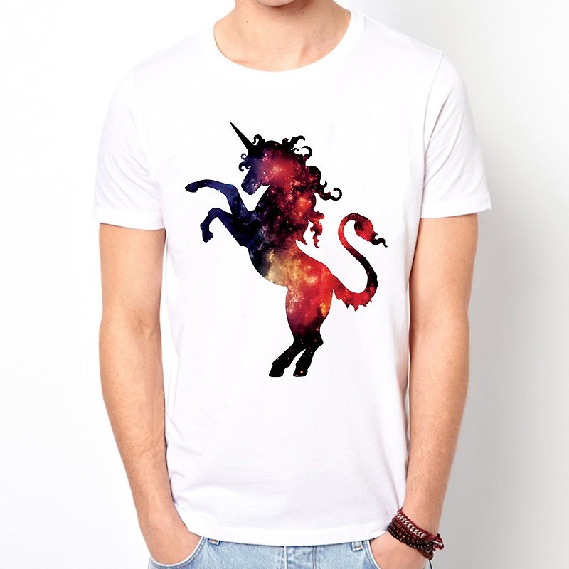 Cosmic Unicorn#2短袖T恤-白色 银河系独角兽 宇宙 平价 时尚 设计 自创 品牌 时髦 圆 三角形 - 男装上衣/T 恤 - 其他材质 白色