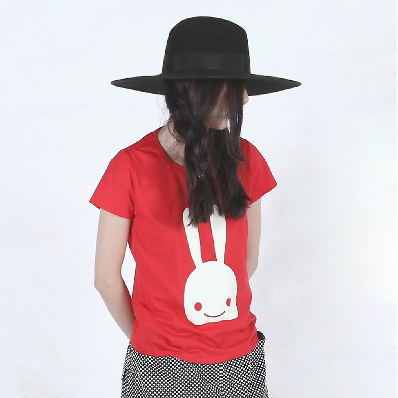 圆圆兔纯棉短袖T恤 T-shirt - imakokoni - 女装 T 恤 - 棉．麻 红色
