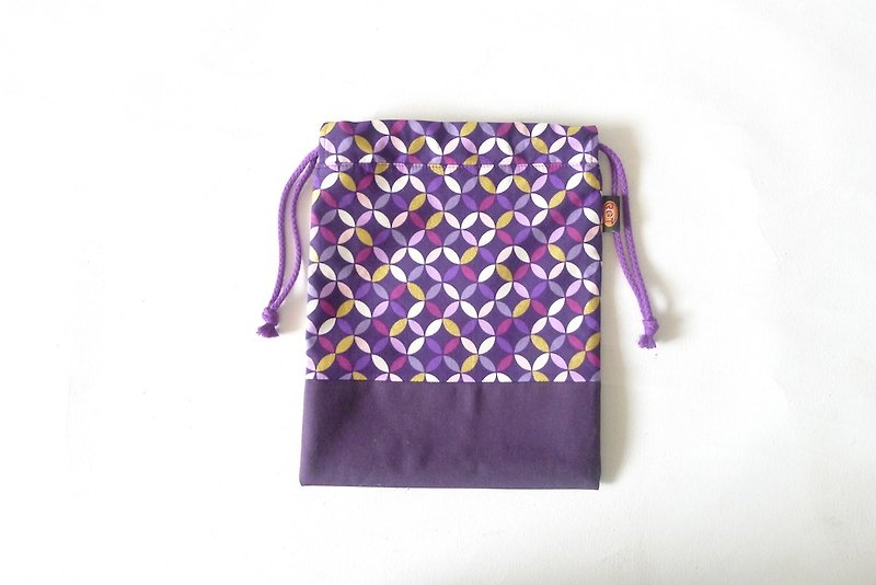 ✎ 日本花纹图腾 | 束口袋/3C袋/万用袋 | 紫 | 大 - 化妆包/杂物包 - 其他材质 