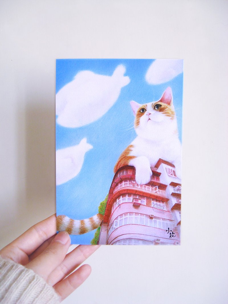 可爱猫咪风景卡片 明信片 - 卡片/明信片 - 纸 蓝色