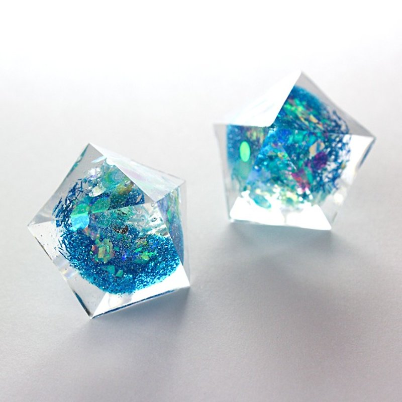 ペンタゴンドームピアス(プラネタリウム) - 耳环/耳夹 - 其他材质 蓝色