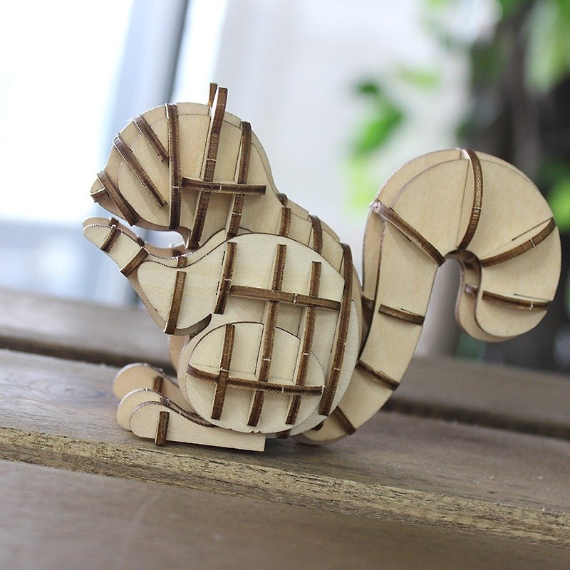 Jigzle 3D立体拼图系列 | 木质松鼠造型拼图 | 超疗愈 - 拼图 - 木头 