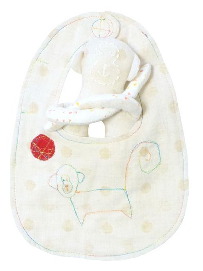baby gift ひょうきん小猿「スタイ」&「ニギニギがらがら」セット - 围嘴/口水巾 - 其他材质 