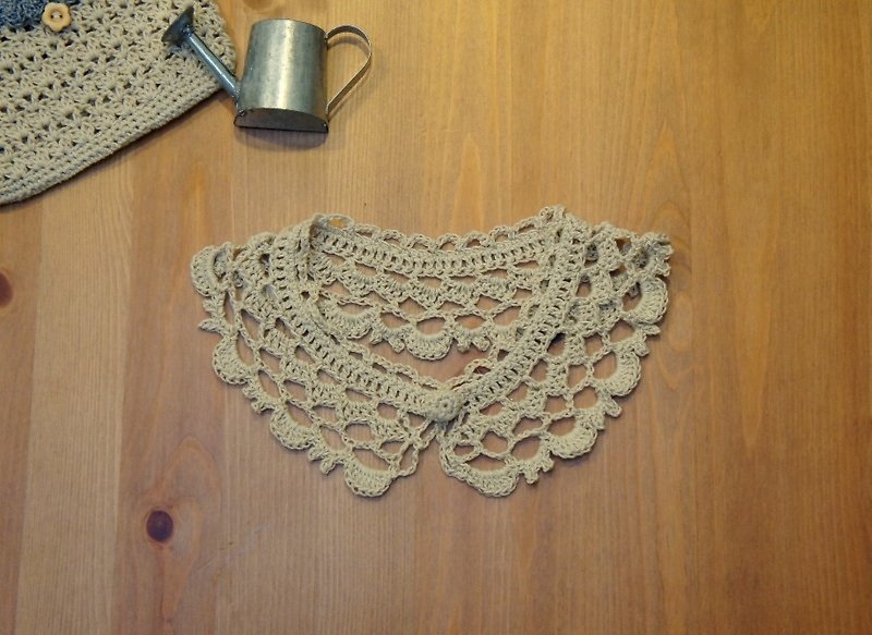 棉麻线编织自然风蕾丝领片/领围~ - 丝巾 - 其他材质 多色