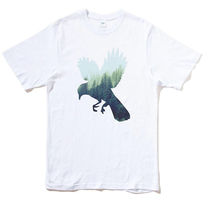 Bird Forest 短袖T恤 白色 鸟森林照片文创自创文青自然自由礼物 - 男装上衣/T 恤 - 棉．麻 白色