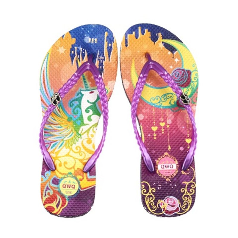 QWQ创意设计人字拖鞋(无钻)-幻夜-紫【FAN0141503】 - 女款休闲鞋 - 防水材质 紫色