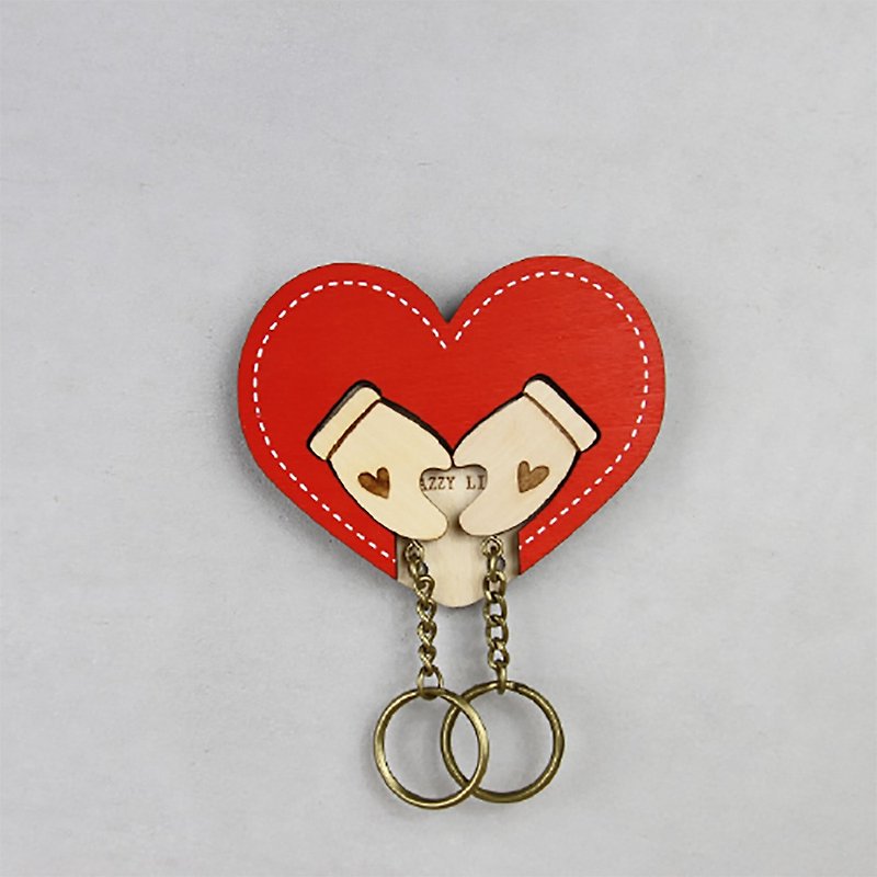 Key House 套住爱情 母亲节 生日礼 钥匙圈 客制化 收纳 - 摆饰 - 木头 红色