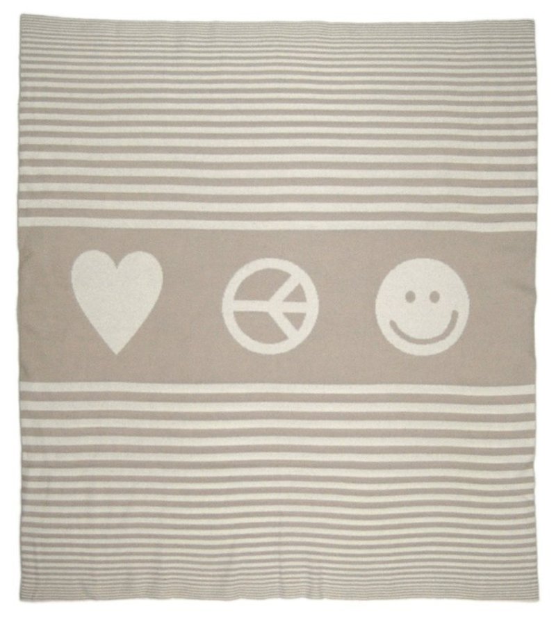 Love, Peace, Joy 条纹婴儿毯｜双面图案 - 寝具 - 其他材质 