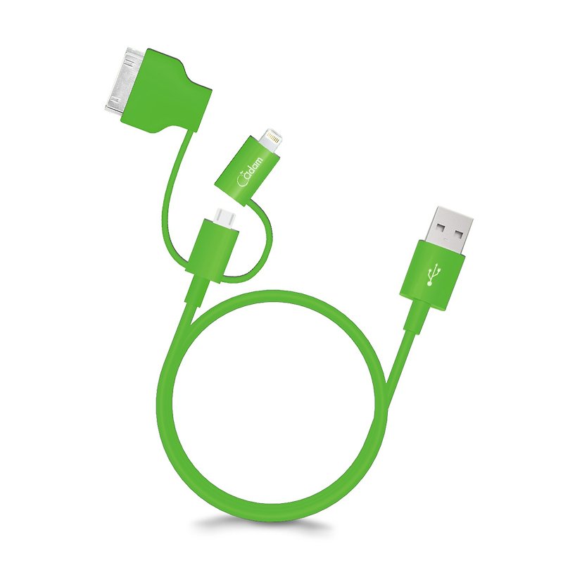 【福利品】苹果MFi认证 Multi-Plug 三合一多用传输线 90cm 绿4714781440370 - 充电宝/传输线 - 塑料 绿色