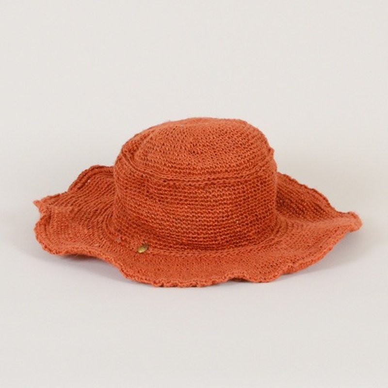 地球树fair trade-“2015 手编帽子系列”- 手编麻帽 橘色 - 帽子 - 植物．花 