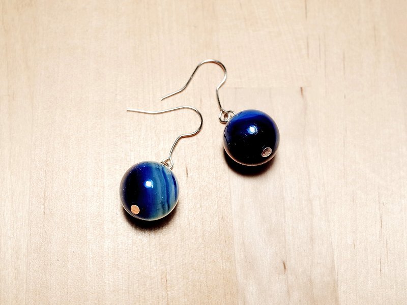 糖果蓝玛瑙 天然石耳环 - 耳环/耳夹 - 其他材质 蓝色