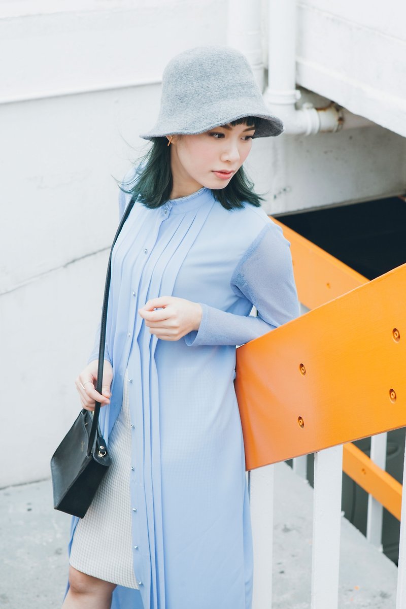 气质雪纺拼半透手袖长恤衫-香港原创品牌Lapeewee - 女装休闲/机能外套 - 其他材质 蓝色