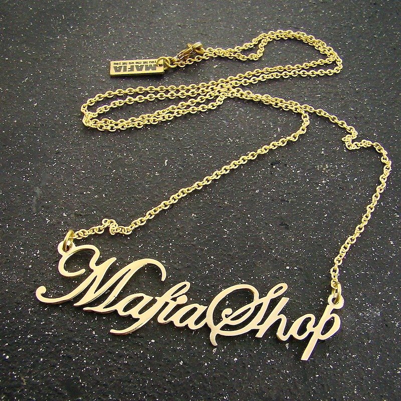 Script font style Personal nameplate necklace in brass - 其他 - 其他金属 