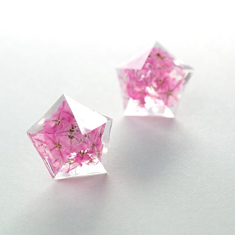 ペンタゴンピアス(お花・桃) - 耳环/耳夹 - 其他材质 粉红色