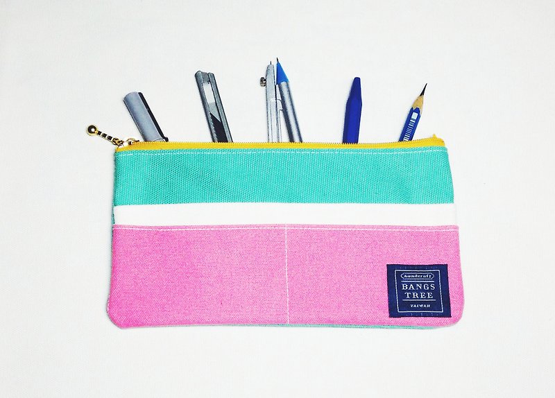 笔袋-湖水绿白粉红 - 铅笔盒/笔袋 - 其他材质 粉红色