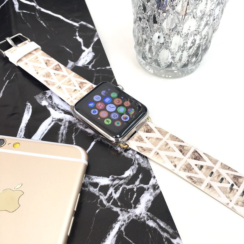 Apple Watch Series 1 - 5 粉金色三角图案手表带 38 40 42 44 mm - 其他 - 真皮 