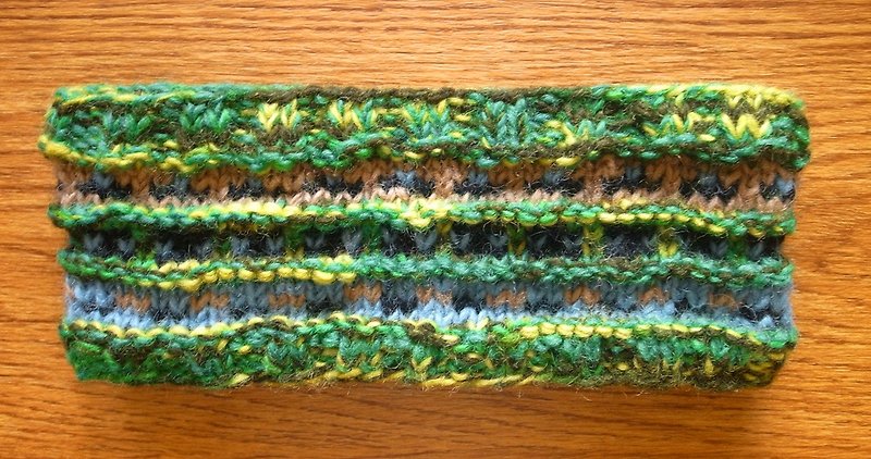 羊毛手工编织头带/发带 草绿 - 发带/发箍 - 羊毛 绿色