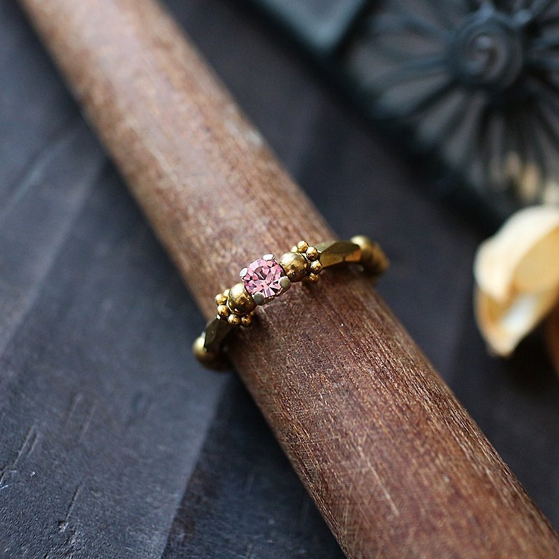 EF流金岁月NO.192粉色水钻典雅黄铜弹性戒指 尾戒 脚戒 - 戒指 - 其他材质 粉红色