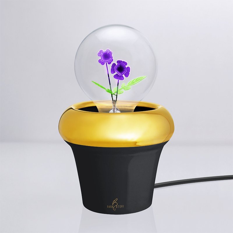 盆栽小夜灯 - 含1个 紫色许愿花球灯泡 Edison-Style 设计师灯泡 - 灯具/灯饰 - 其他材质 白色