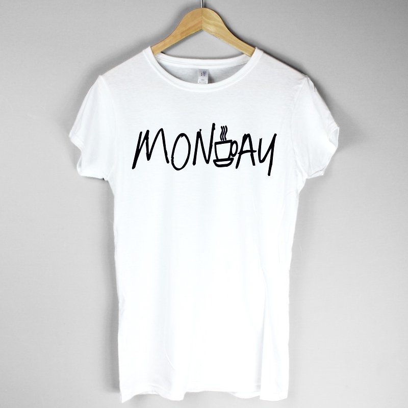 MONDAY COFFEE DAY女生短袖T恤-2色 星期一 咖啡 日 胡须 文青 艺术 设计 时髦 文字 时尚 hipster - 女装 T 恤 - 其他材质 多色