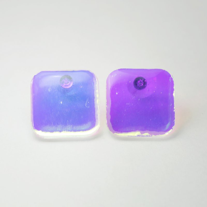 waterdrop earrings (square clear pink) - 耳环/耳夹 - 压克力 粉红色