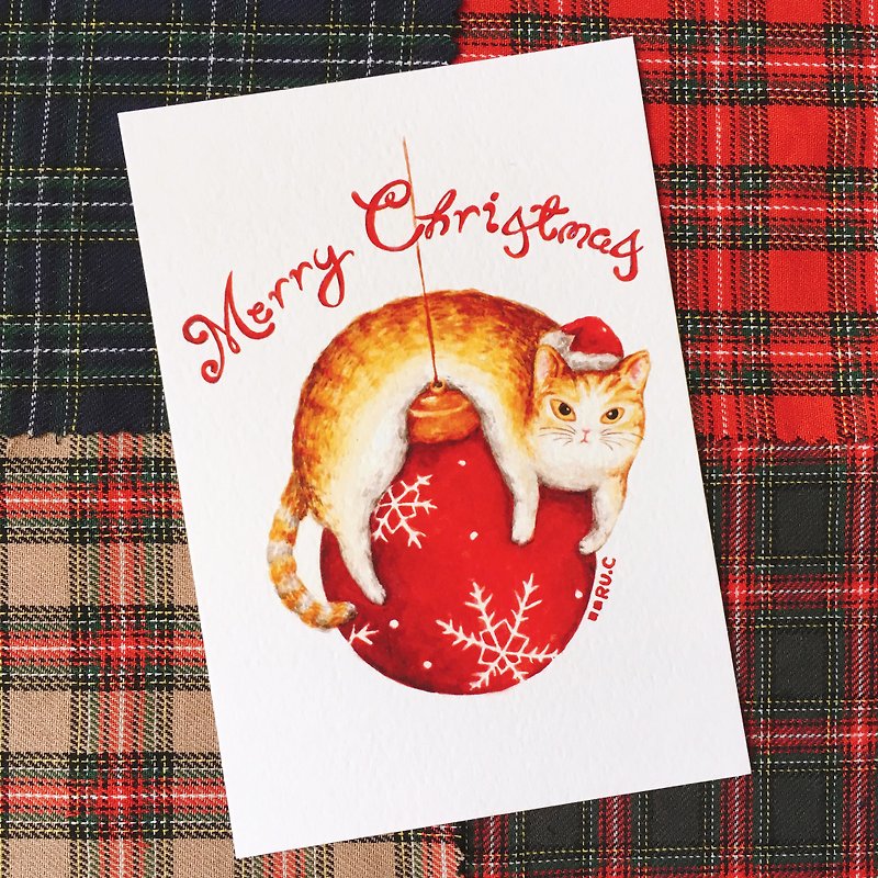 小胖猫圣诞卡 明信片 - 卡片/明信片 - 纸 多色