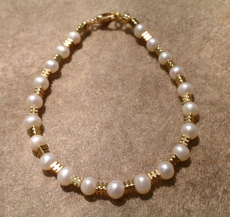 摩洛哥系列：黄铜珍珠手链 - 手链/手环 - 其他材质 白色