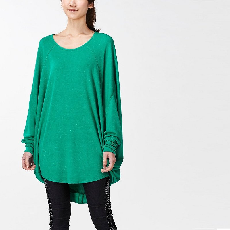 【Top】大圆设计长版连袖上衣_绿 - 女装上衣 - 其他材质 绿色