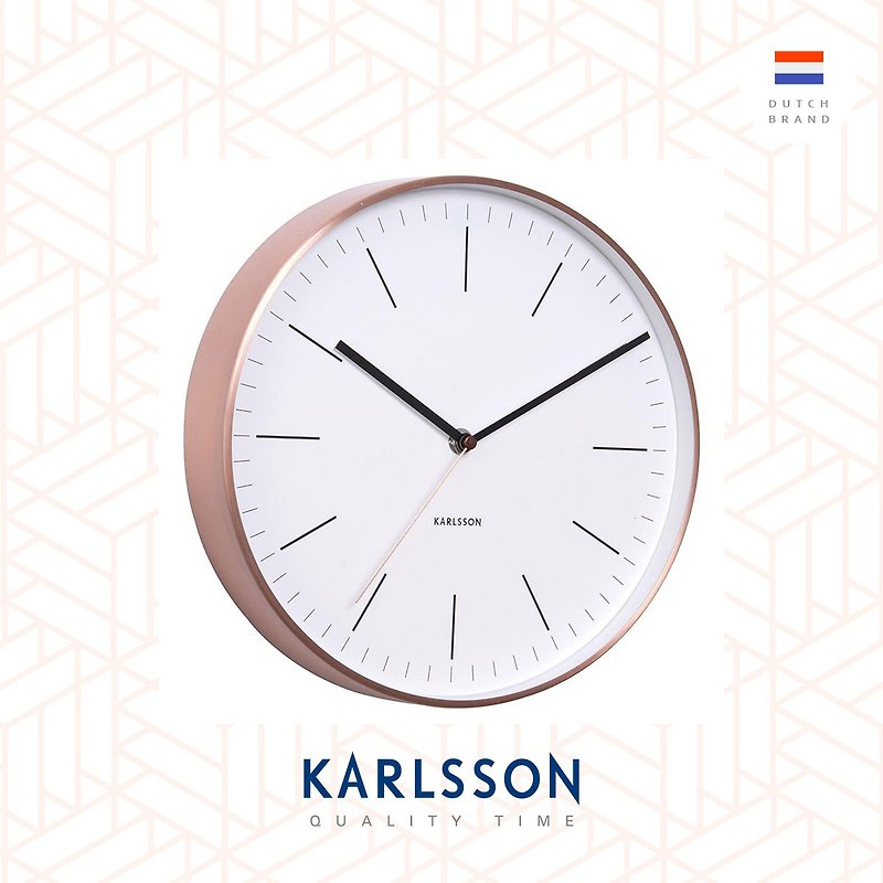 荷兰Karlsson Minimal 系列 - 白色铜框简约挂墙钟 - 时钟/闹钟 - 其他金属 金色