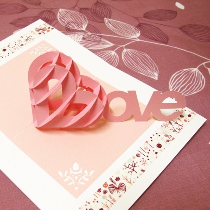 立体纸雕情人卡-纸雕之心Love - 卡片/明信片 - 纸 粉红色