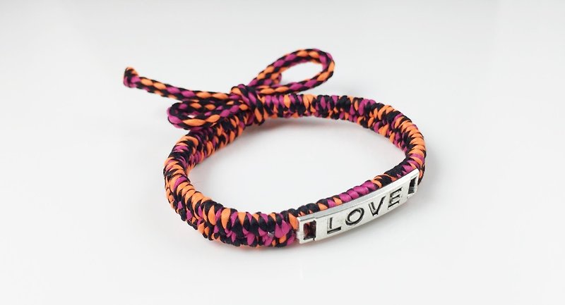 LOVE编绳系列（情人节款式）-红橘综合色 - 手链/手环 - 其他材质 红色