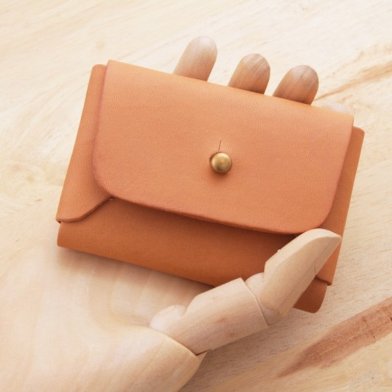 Leather Card Wallet - Vegetable tanned leather - Handmade - Pocket Wallet - Card Sleeve -Name Card Wallet - Tan Color - 零钱包 - 真皮 咖啡色