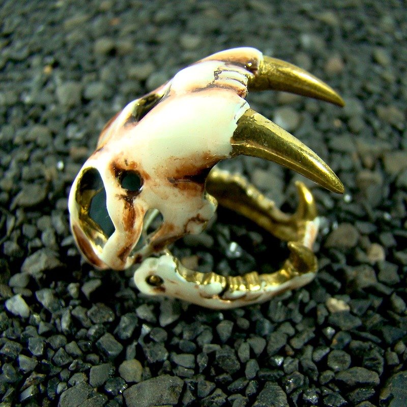 Realistic Saber tooth ring in brass and enamel color ,Rocker jewelry ,Skull jewelry,Biker jewelry - 戒指 - 其他金属 
