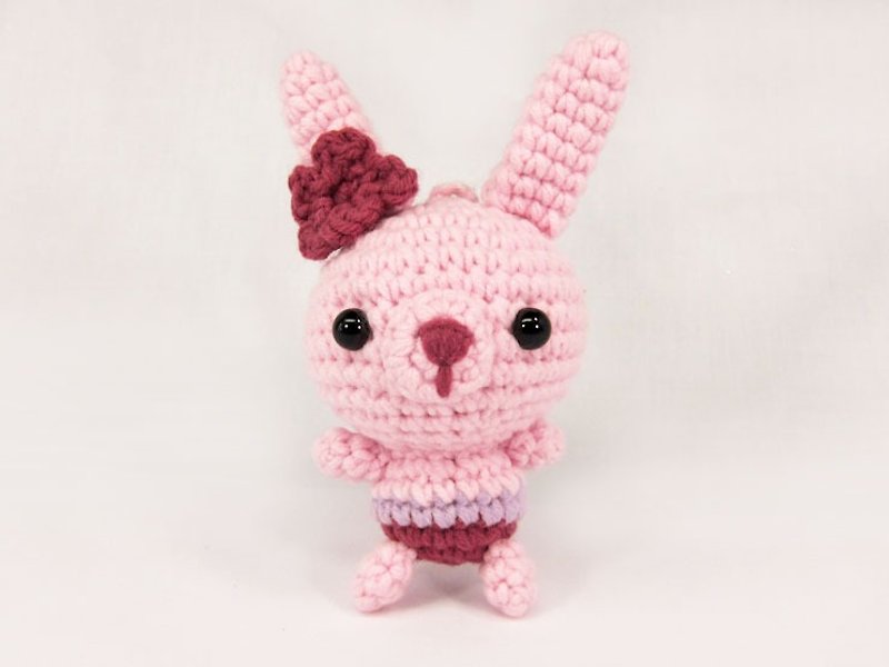 优雅兔兔 /兔 /钥匙圈吊饰 - 钥匙链/钥匙包 - 压克力 粉红色