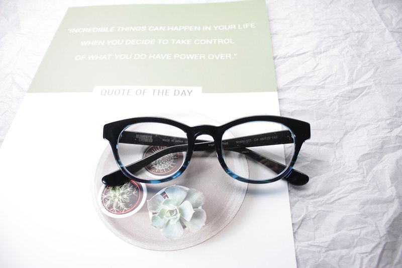 ELEMENTS eyewear 黑拼蓝波士顿眼镜框日本手造 - 眼镜/眼镜框 - 其他材质 蓝色