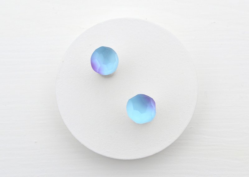 glass pierce “bit”アオ - 耳环/耳夹 - 玻璃 蓝色