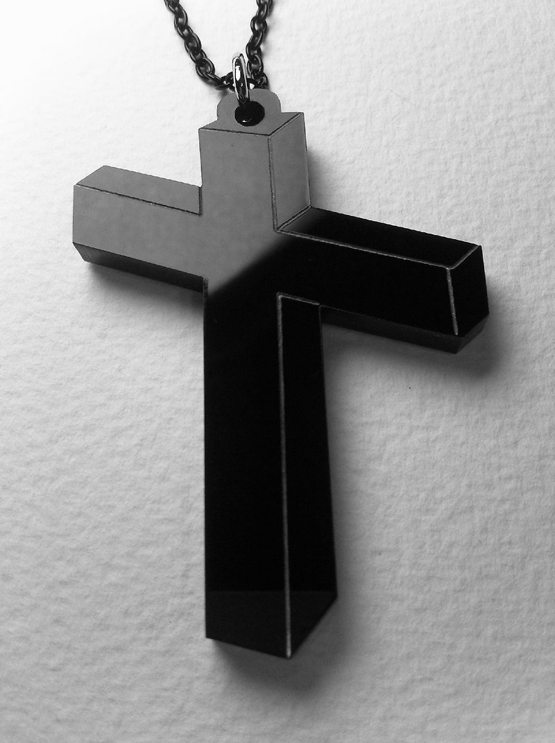 力克鸭▲立体十字架▲项链/钥匙圈 - 项链 - 压克力 黑色