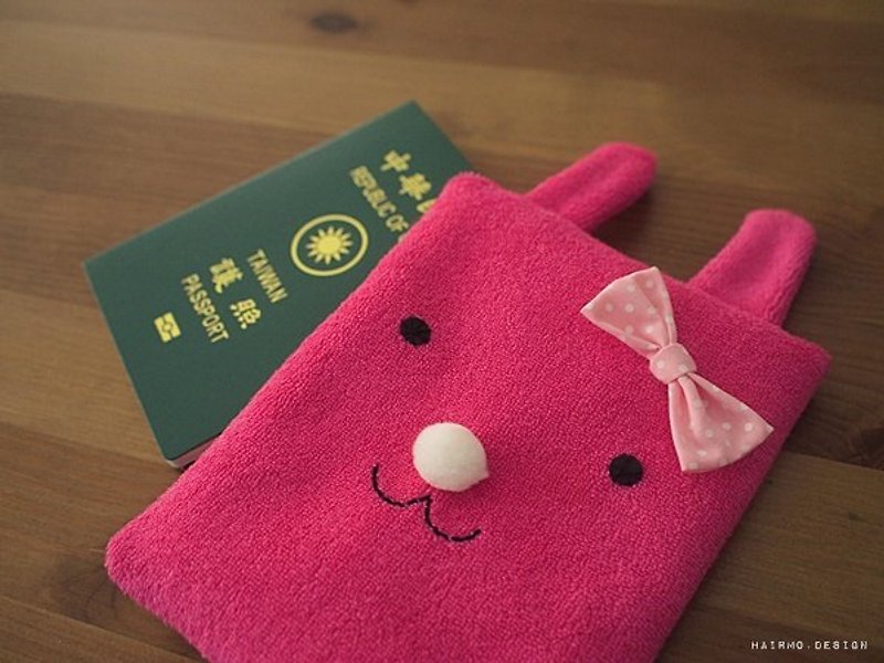 hairmo。立体兔护照套 / 卡片夹 - 桃 - 证件套/卡套 - 其他材质 粉红色