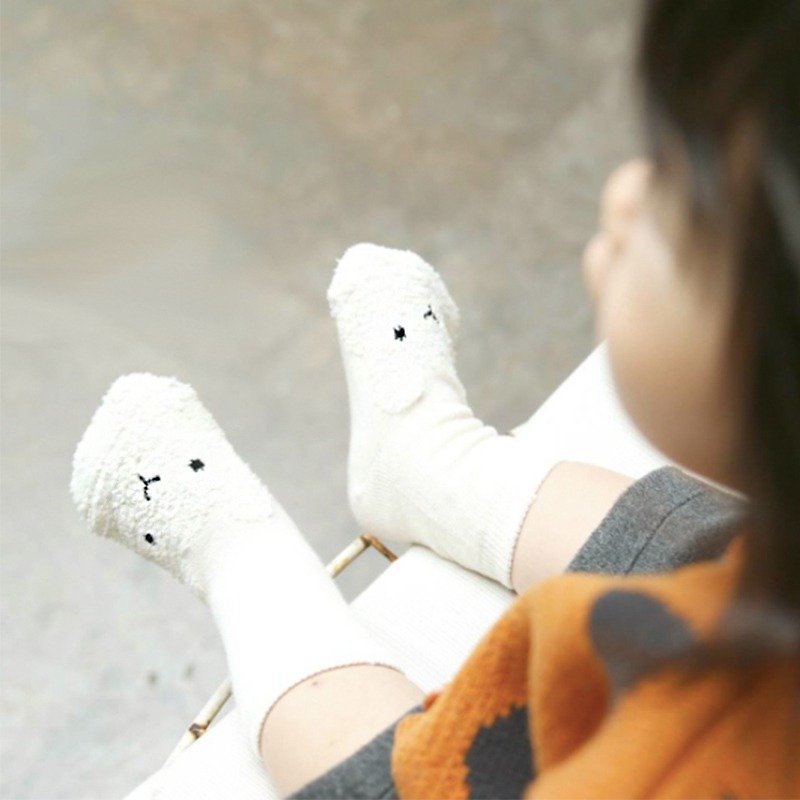 【韩国制】弥之星MiniDressing- (三件组) 无辜小兔儿童弹性袜 止滑袜 童袜 短袜 - 袜子 - 棉．麻 多色