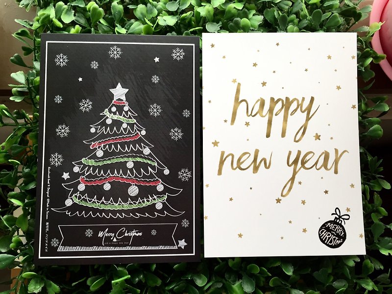 洛可可草莓 WELKIN手创 明信片-黑与白 圣诞系列2张  限量组合 - 卡片/明信片 - 纸 