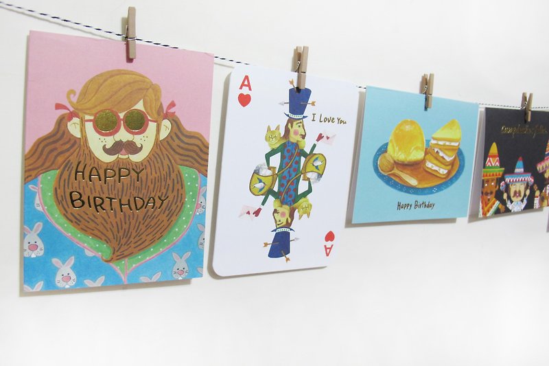 panda杂货铺-一号餐happy card set 附六个不同的可爱信封喔！情人节卡片 - 卡片/明信片 - 纸 